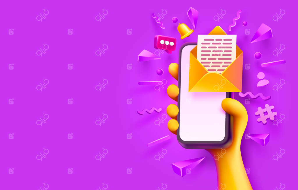 نامه، گوشی هوشمند، پیام وب، ایمیل موبایل - تصویر وکتور