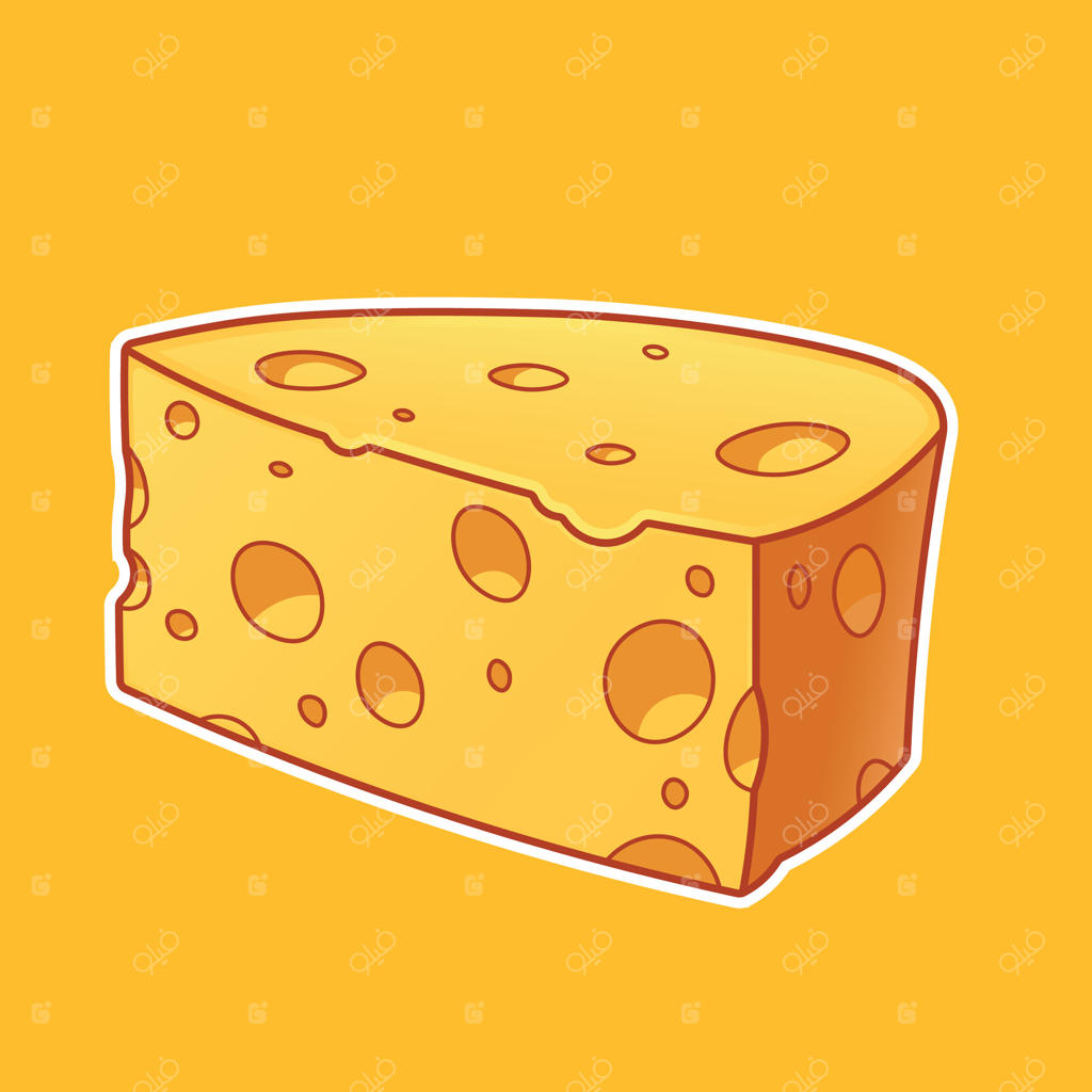 تصویرسازی وکتور پنیر کارتونی با پس‌زمینه نارنجی