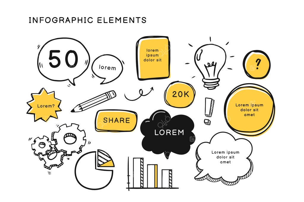 مجموعه عناصر اینفوگرافیک دست‌ساز