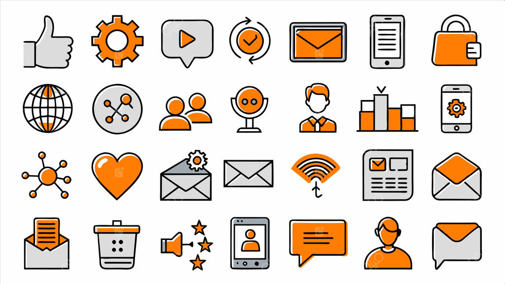 مجموعه آیکون شامل تلفن و دکمه وب