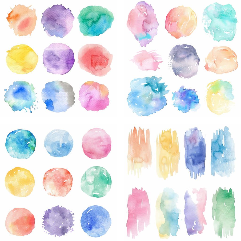 افکت لکه‌های آبرنگی و پاشش جوهر پاستلی با بافت زبر و خلاقانه