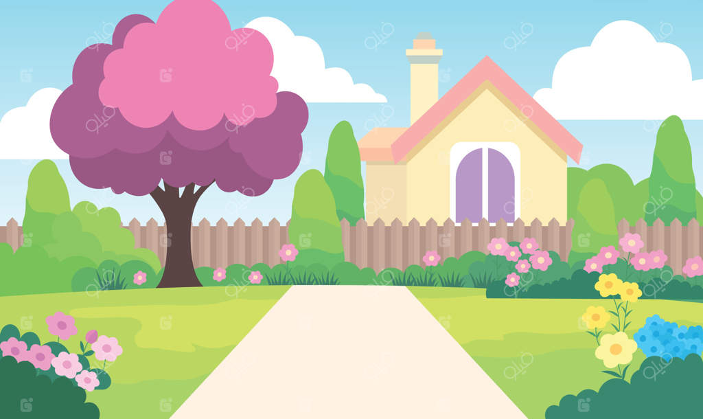 خانه‌ای زیبا با باغچه گل‌ها و محوطه سرسبز در تابستان