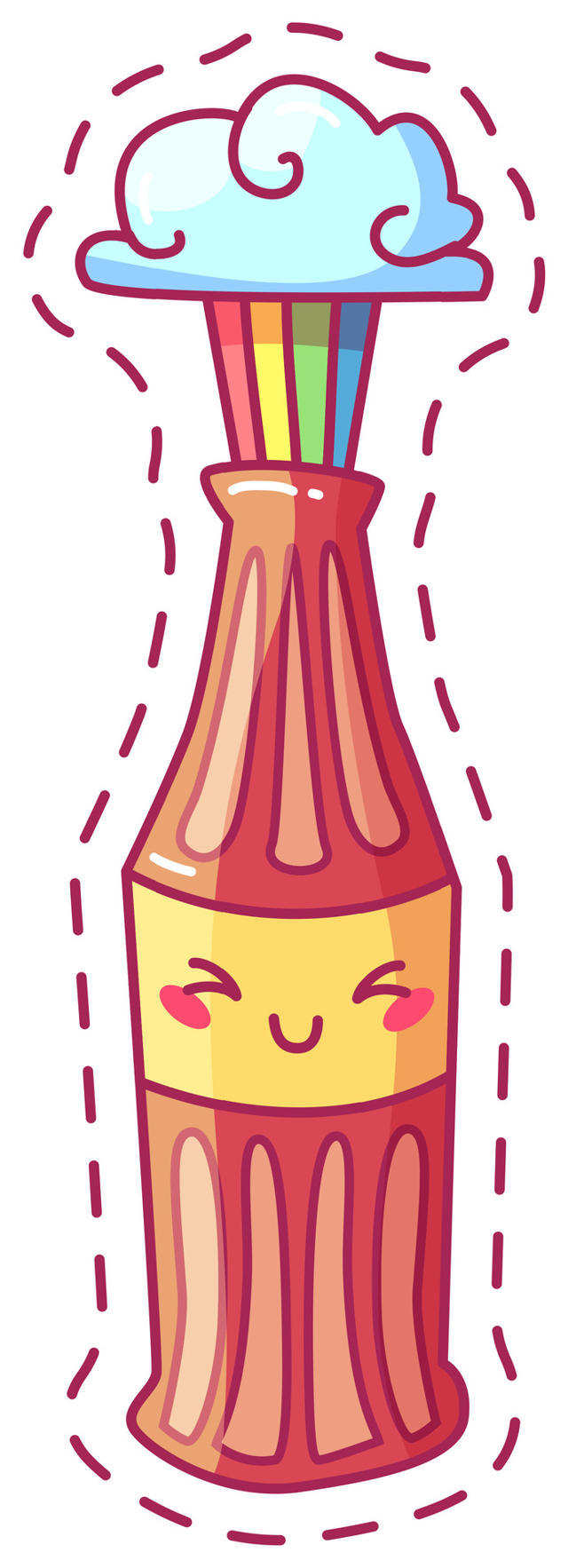 بطری نوشابه شاد با چهره‌ای خندان و ابری بازیگوش همراه با نی‌های رنگارنگ، حس نشاط و تازگی تابستانی را برای همگان به ارمغان می‌آورد.