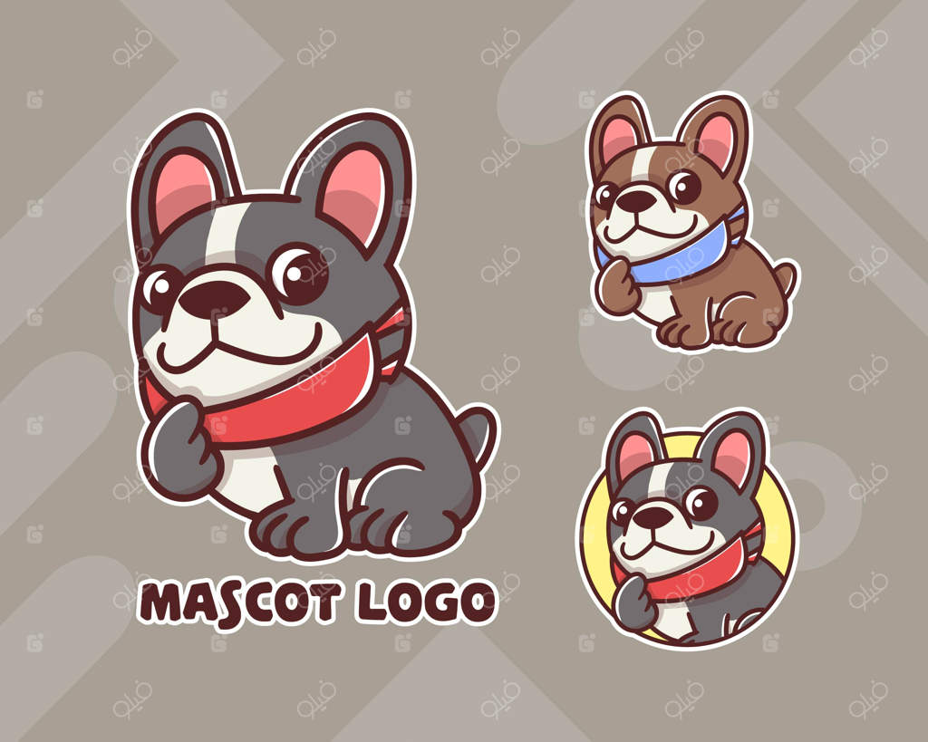مجموعه‌ای از لوگوهای بامزه سگ با ماسک با ظاهرهای مختلف.