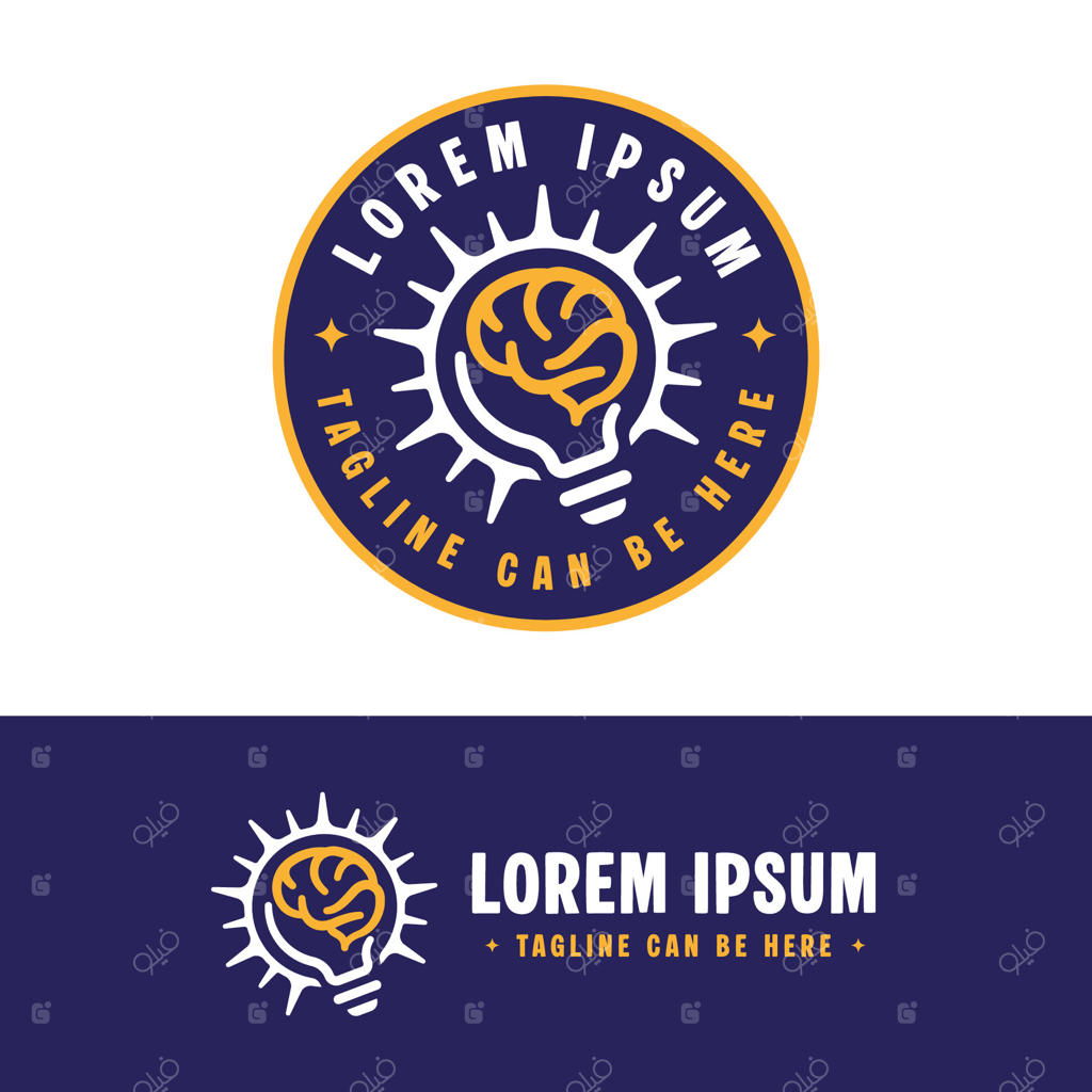 نشان گرد با طرح یک لامپ درخشان و ستاره‌ها که نماد ایده‌پردازی، نوآوری و خلاقیت است.