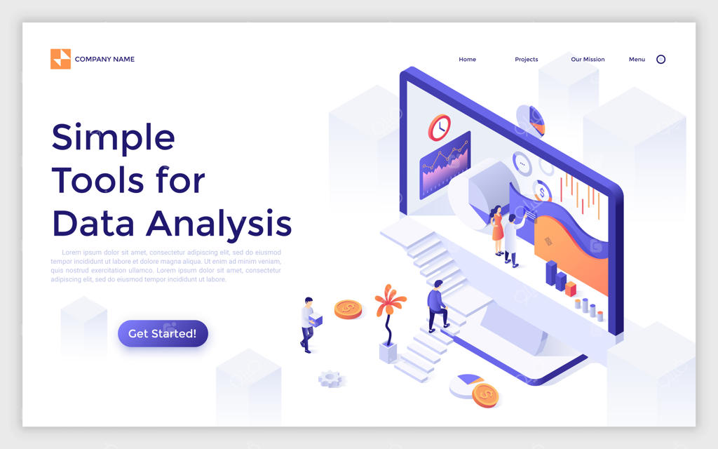 قالب صفحه فرود ایزومتریک وکتور