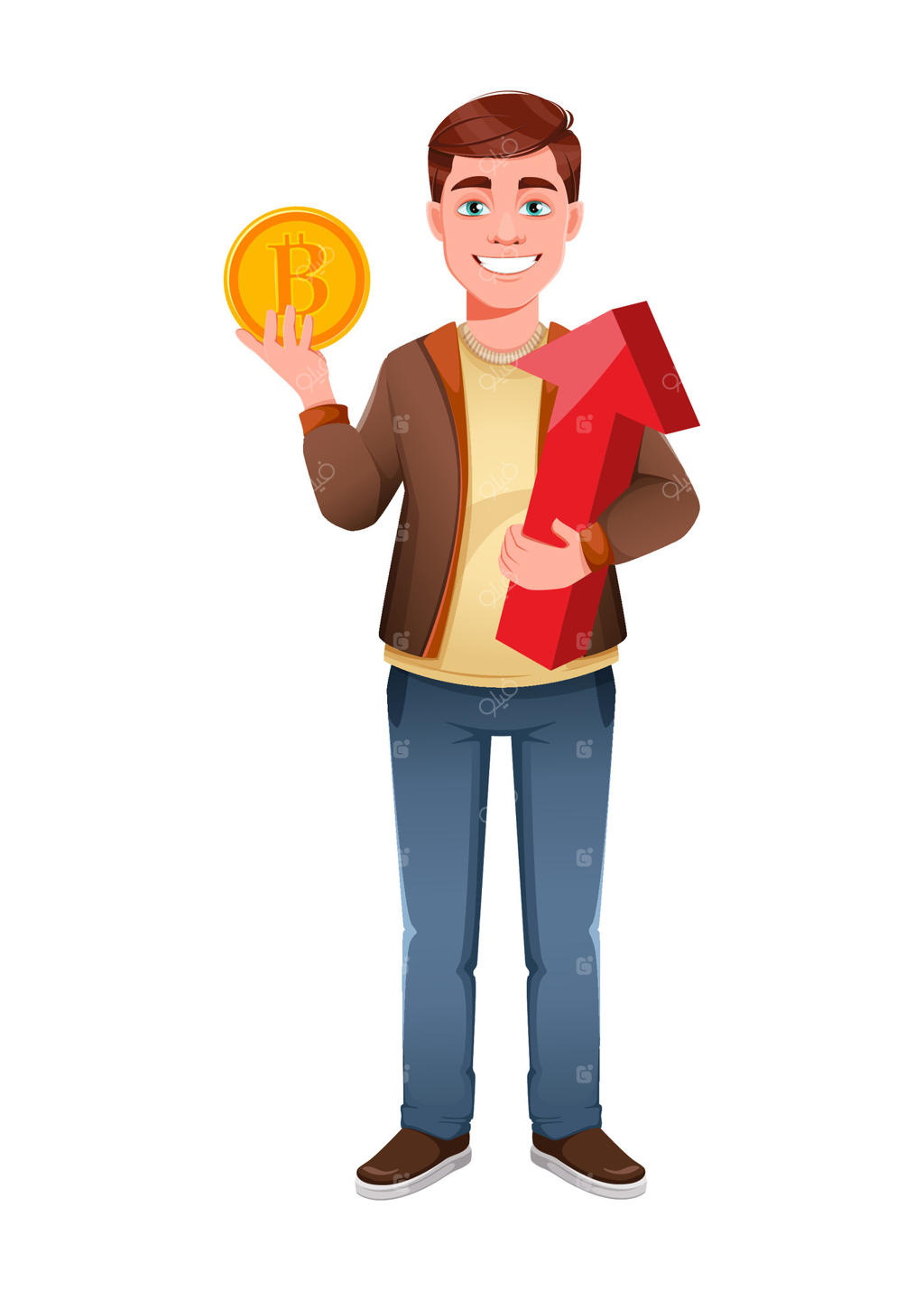 شخصیت کارتونی تاجر جوان با طراحی تخت