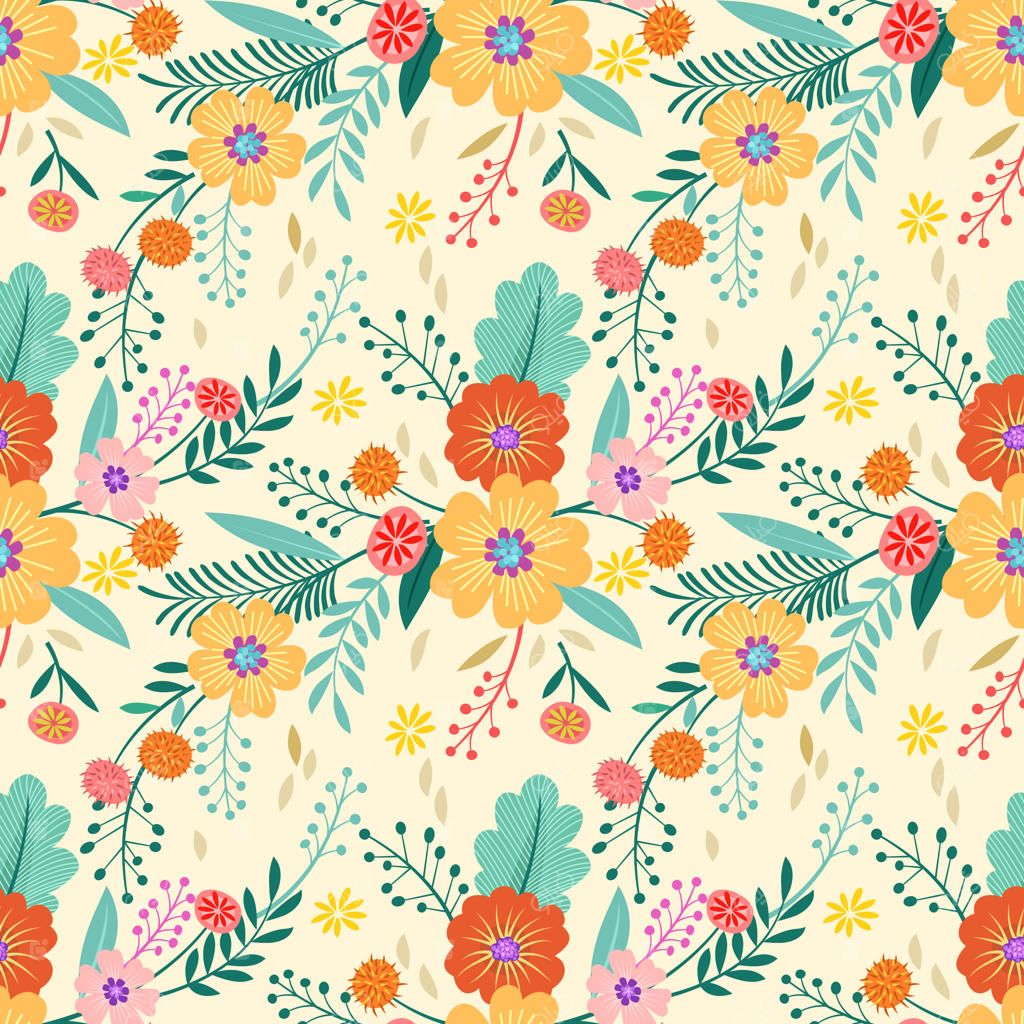 کاغذ دیواری با طرح گل‌های رنگارنگ دست‌کشیده یکپارچه