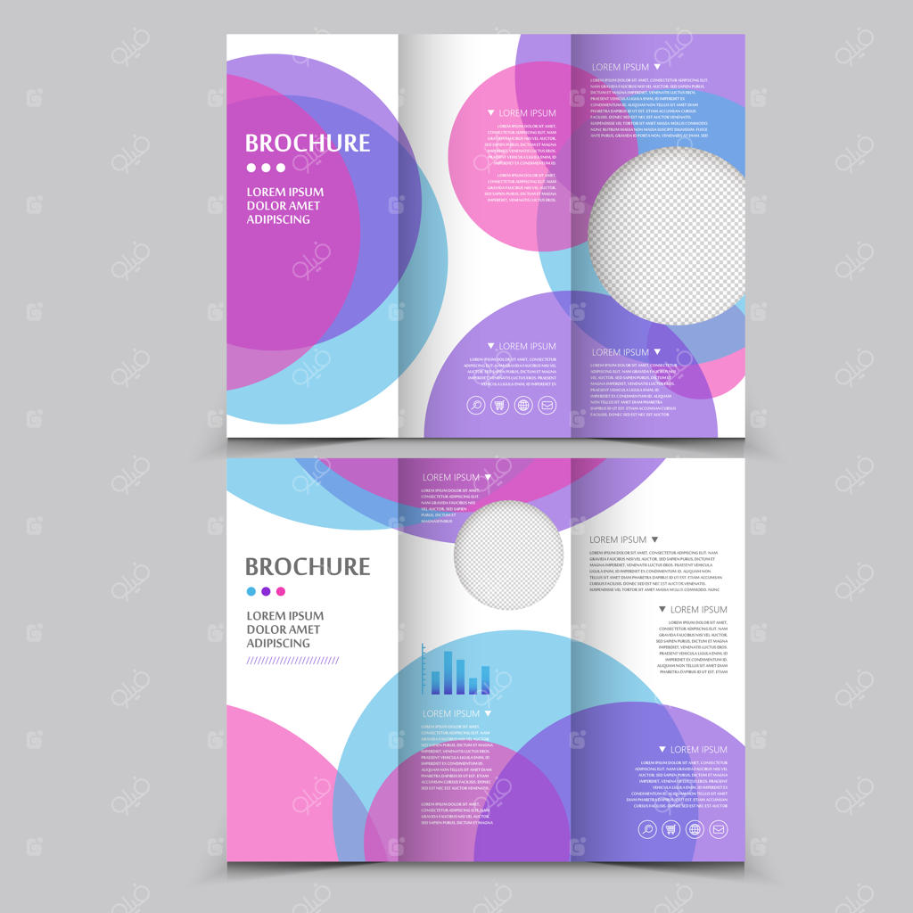 طراحی قالب بروشور سه لت مدرن با المان‌های دایره‌ای
