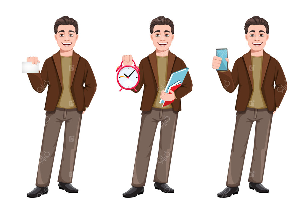 شخصیت کارتونی مرد تاجر به سبک فلت، مجموعه سه ژست
