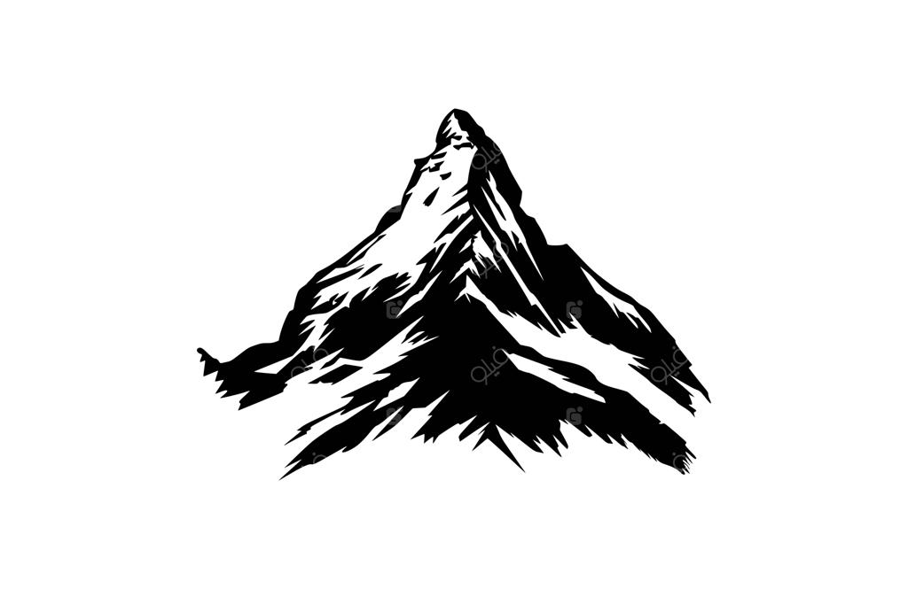 طرح وکتور آیکون و نماد کوه به سبک تخت