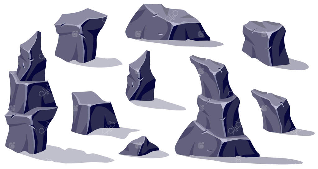 مجموعه‌ای از سنگ‌های قدیمی خاکستری - سنگ‌های کارتونی شکسته