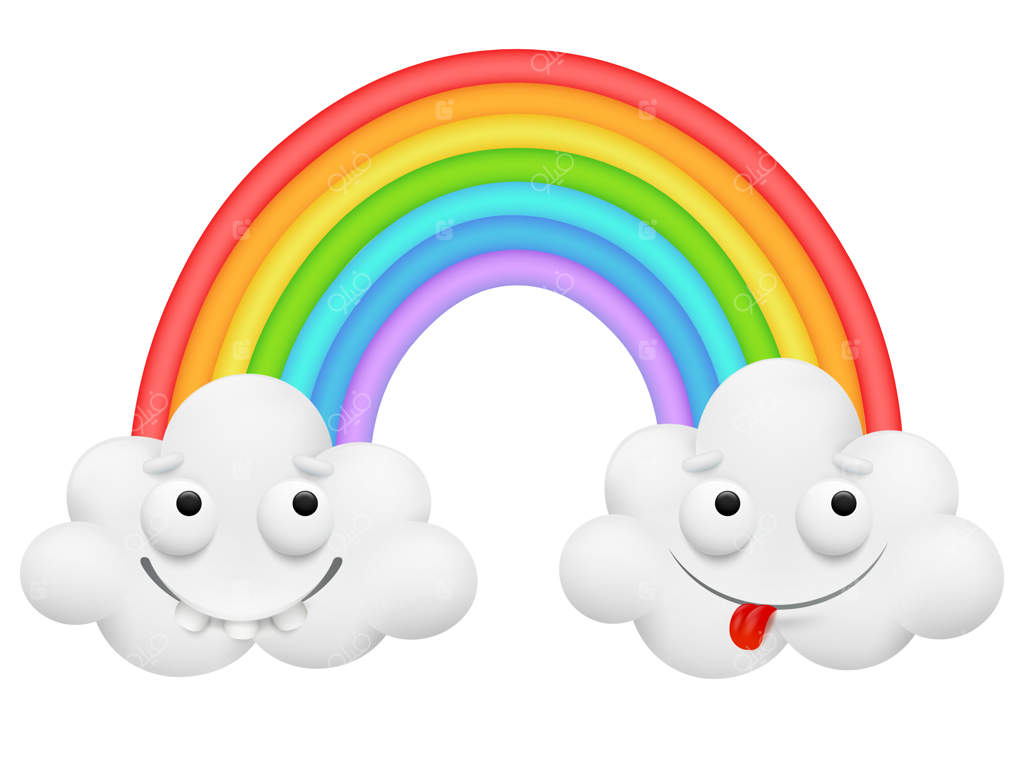 شخصیت کارتونی ابر زوج بامزه و رنگین‌کمان. مفهوم دوستی.