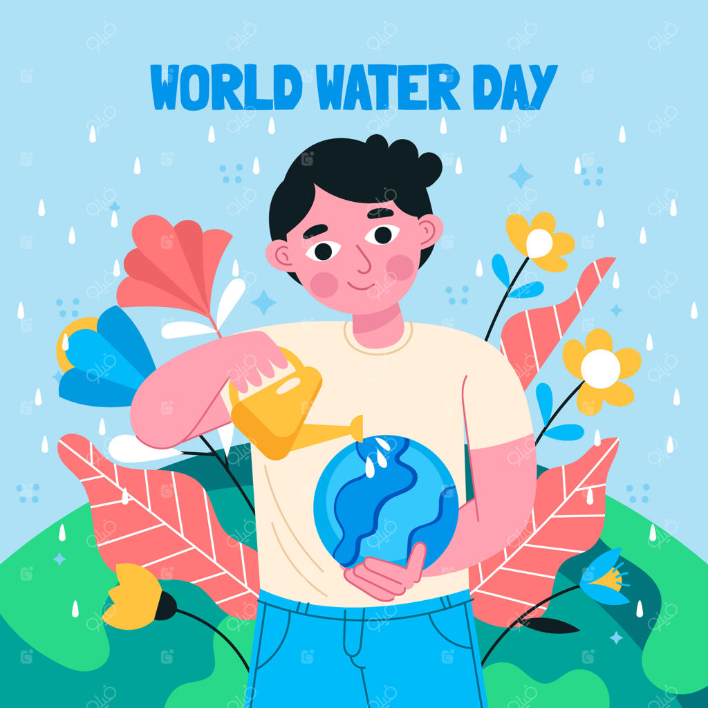 طرح مفهومی روز آب با کاراکتر