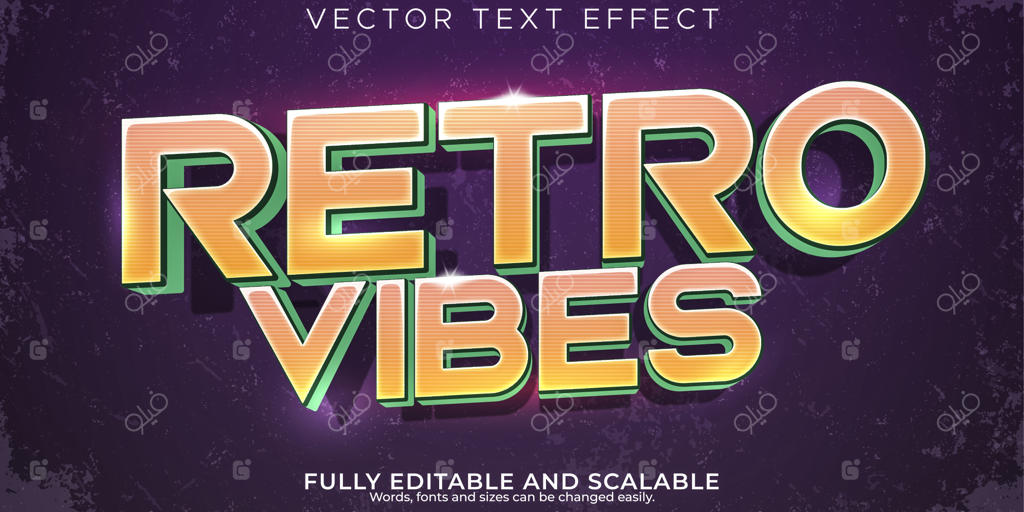 حس و حال نوستالژی: افکت متن وینتیج قابل ویرایش با سبک دهه 70 و 80 میلادی