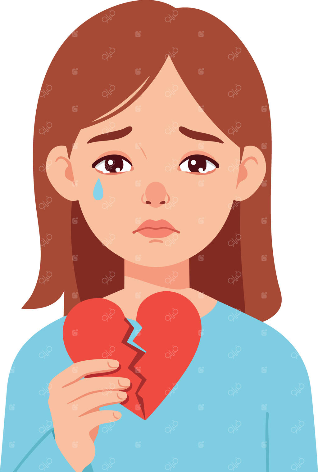 دختر غمگین با قلب شکسته: تنهایی عاطفی و تصویر شکست عشقی