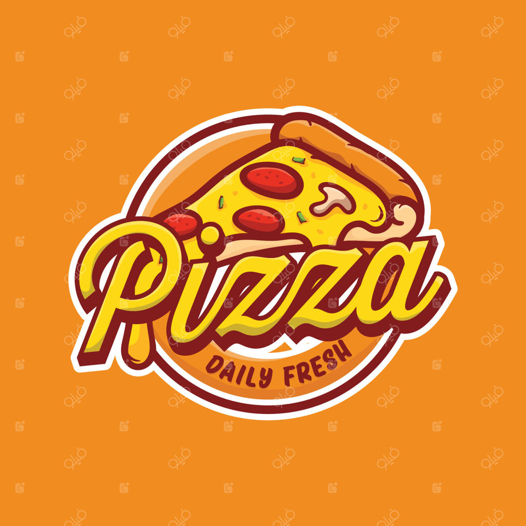 لوگوی کافه پیتزا، نماد پیتزا، تصویر وکتور گرافیکی مناسب برای رستوران فست فود. لوگوی پیتزا به سبک ساده و مینیمال.