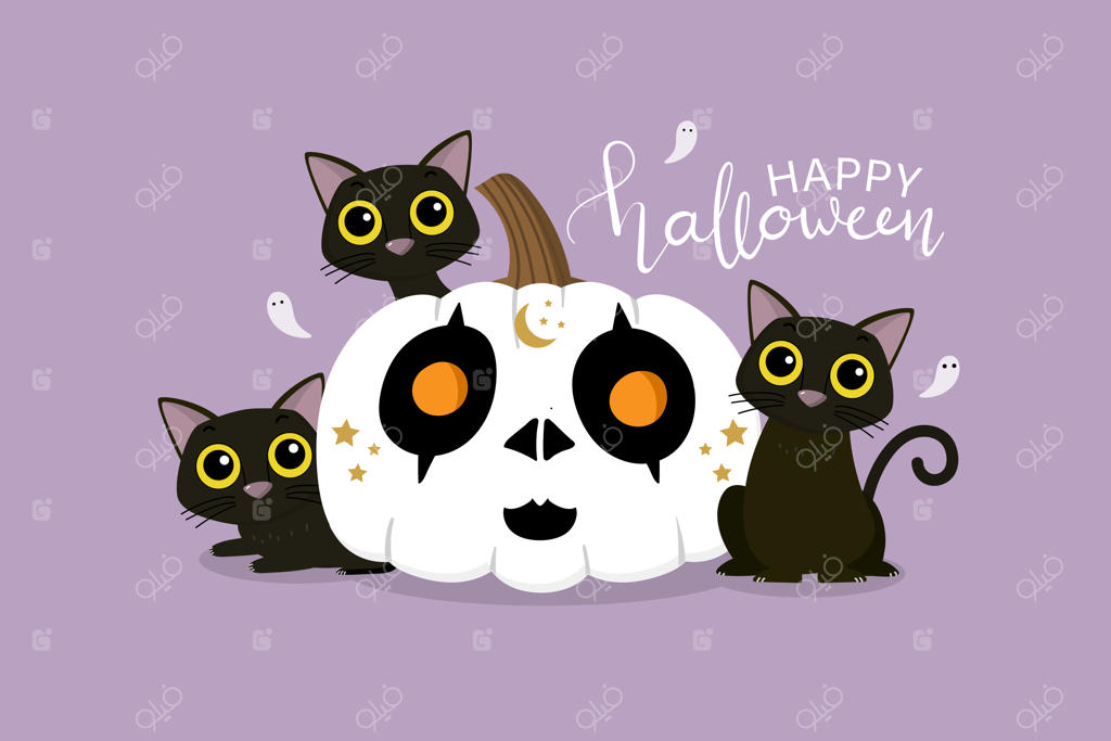 نقاشی چهره اسکلت روی کدو تنبل هالووین