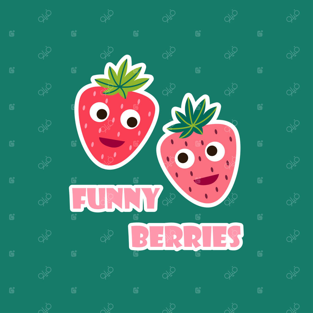 توت فرنگی شاد و سرزنده به سبک کارتونی