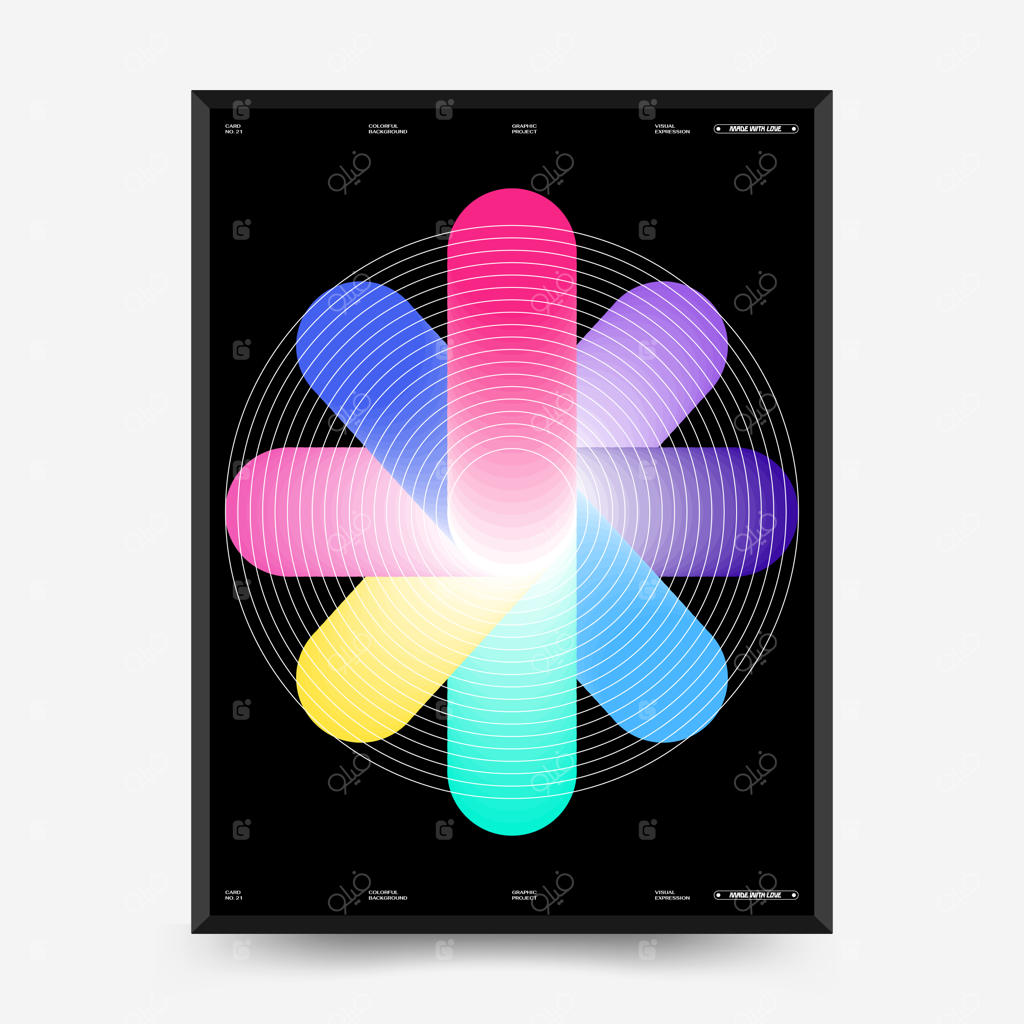 پوسترهای هنری با گرادینت‌های آبسترکت برای نمایشگاه هنر - قالب وکتور با عناصر اشکال اولیه
