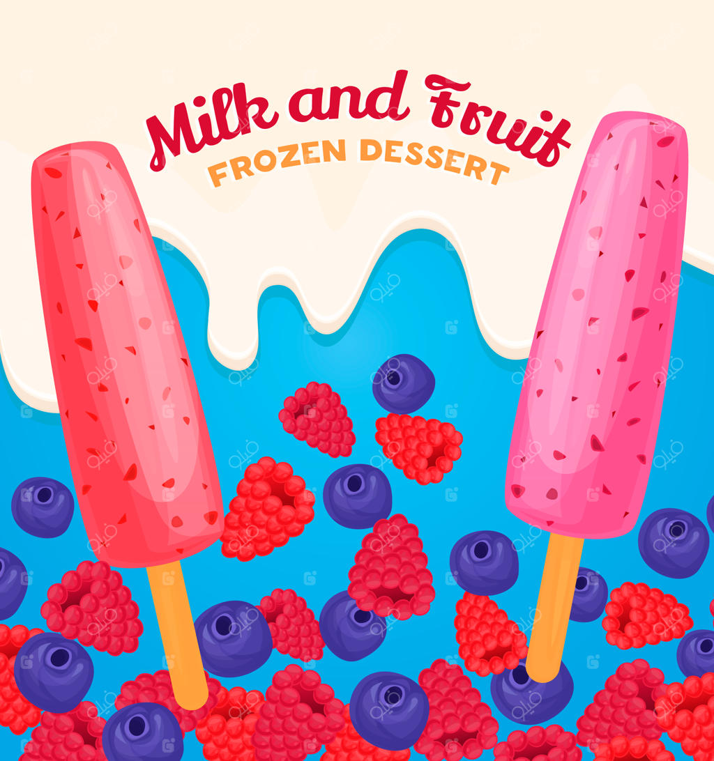 بستنی با طعم میوه و توت‌ها