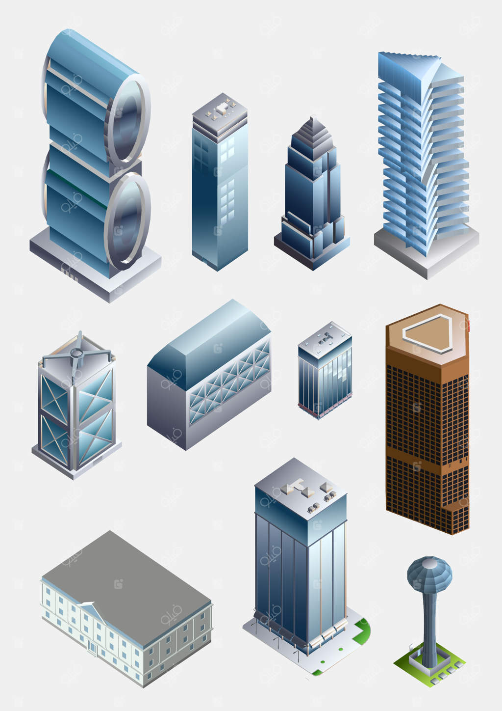 مجموعه عناصر شهر ایزومتریک