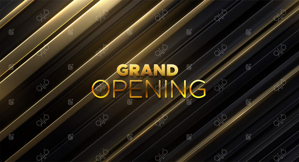افتتاح بزرگ با تابلوی طلایی روی سطح مشکی و طلایی
