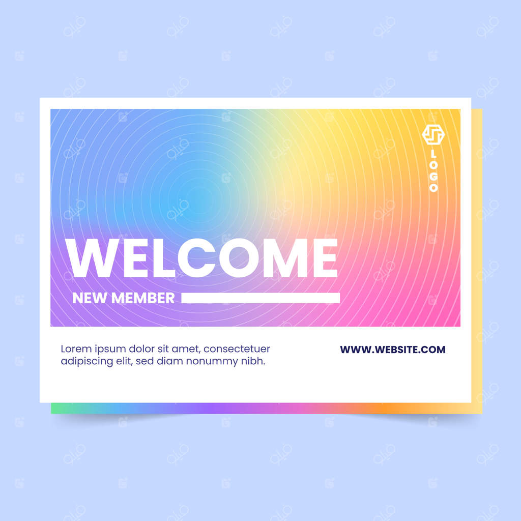 طراحی قالب کارت خوش‌آمدگویی با گرادیانت