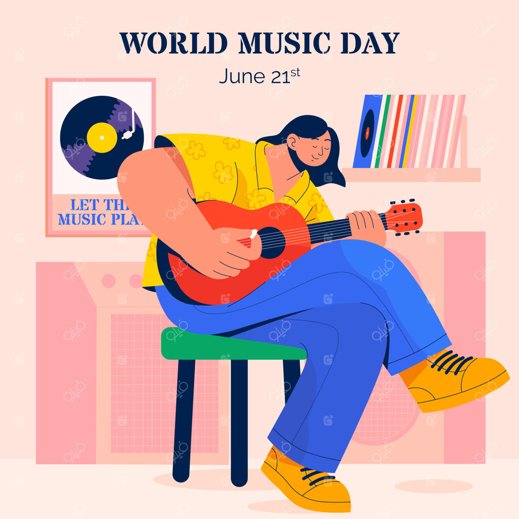 تصویرسازی مسطح برای جشن روز جهانی موسیقی
