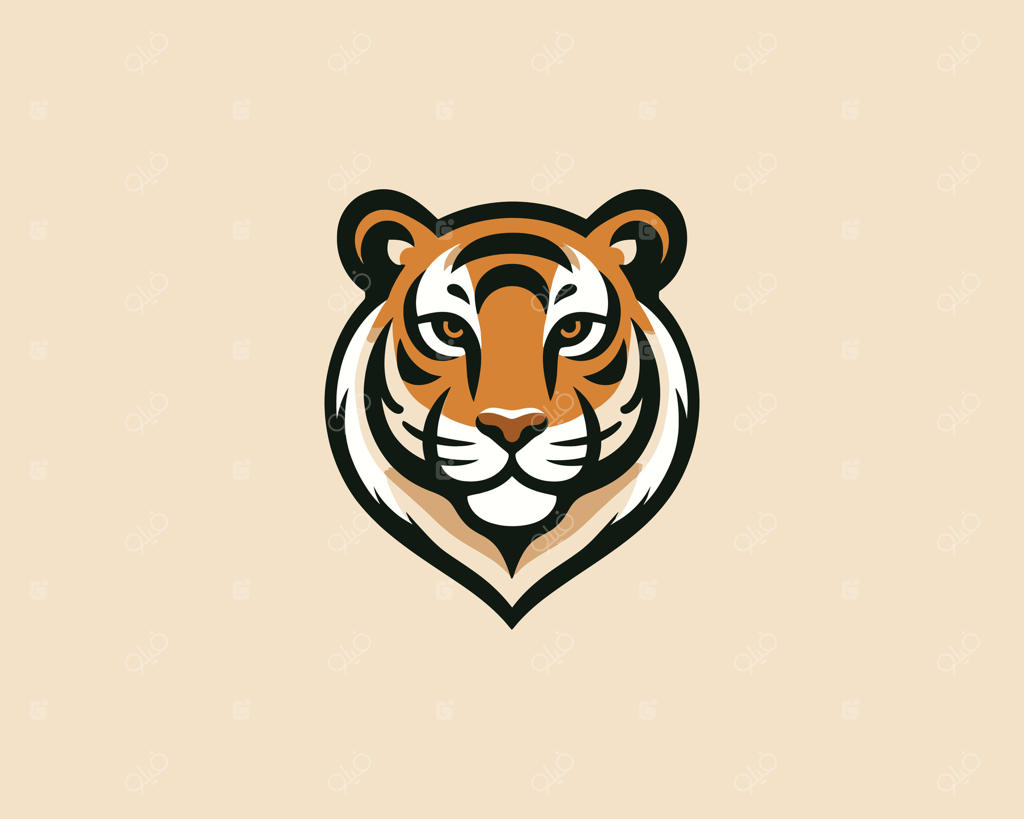 نماد ساده ببر به سبک لوگوی تخت
