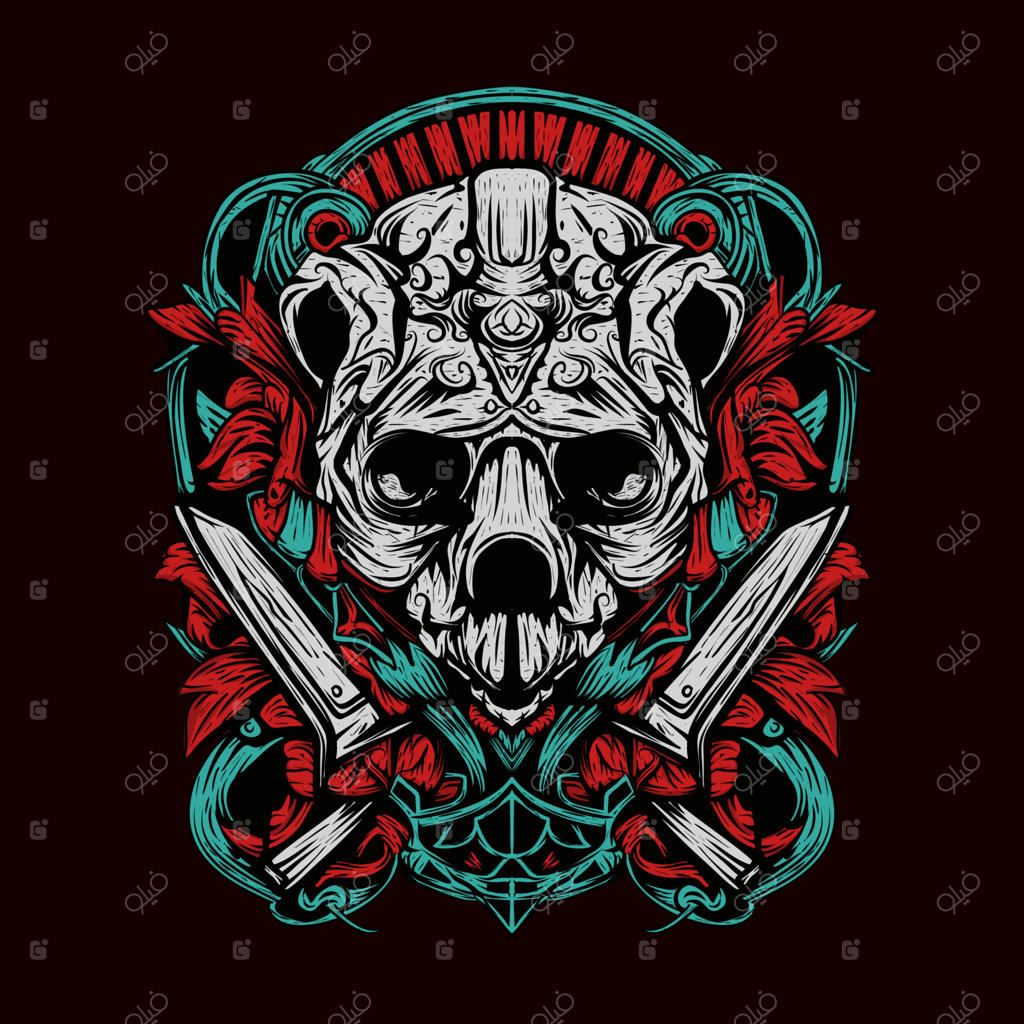 طرح قیچی آرایشگری جمجمه پاندا