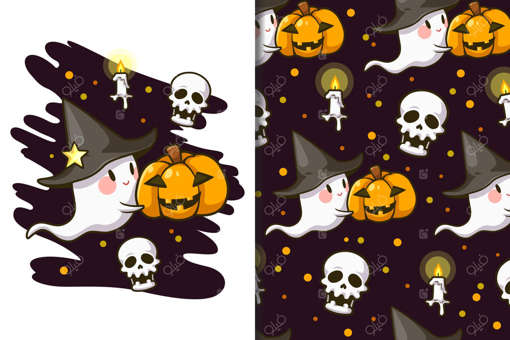 کارتون جشن هالووین با والپیپر و الگوهای جذاب