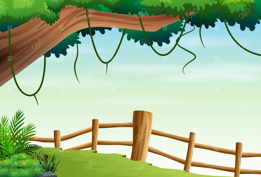 پس‌زمینه منظره طبیعی با درخت و حصار