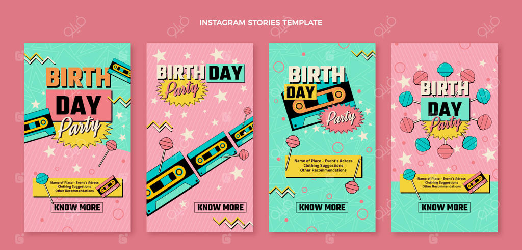 قصه‌های تصویری اینستاگرام جشنواره موسیقی دهه ۹۰ به صورت دستی طراحی شده‌اند