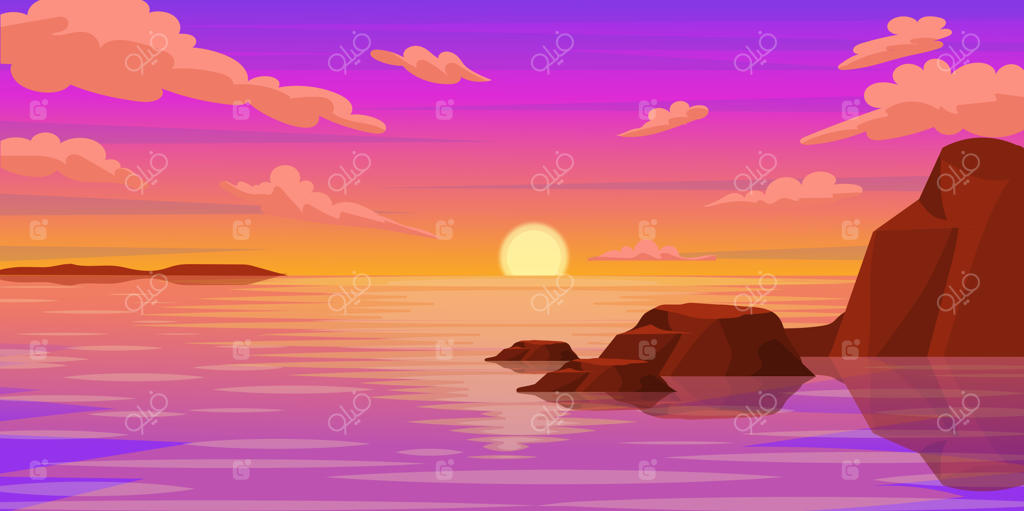 زمینه‌ای زیبا از غروب آفتاب بر روی رودخانه