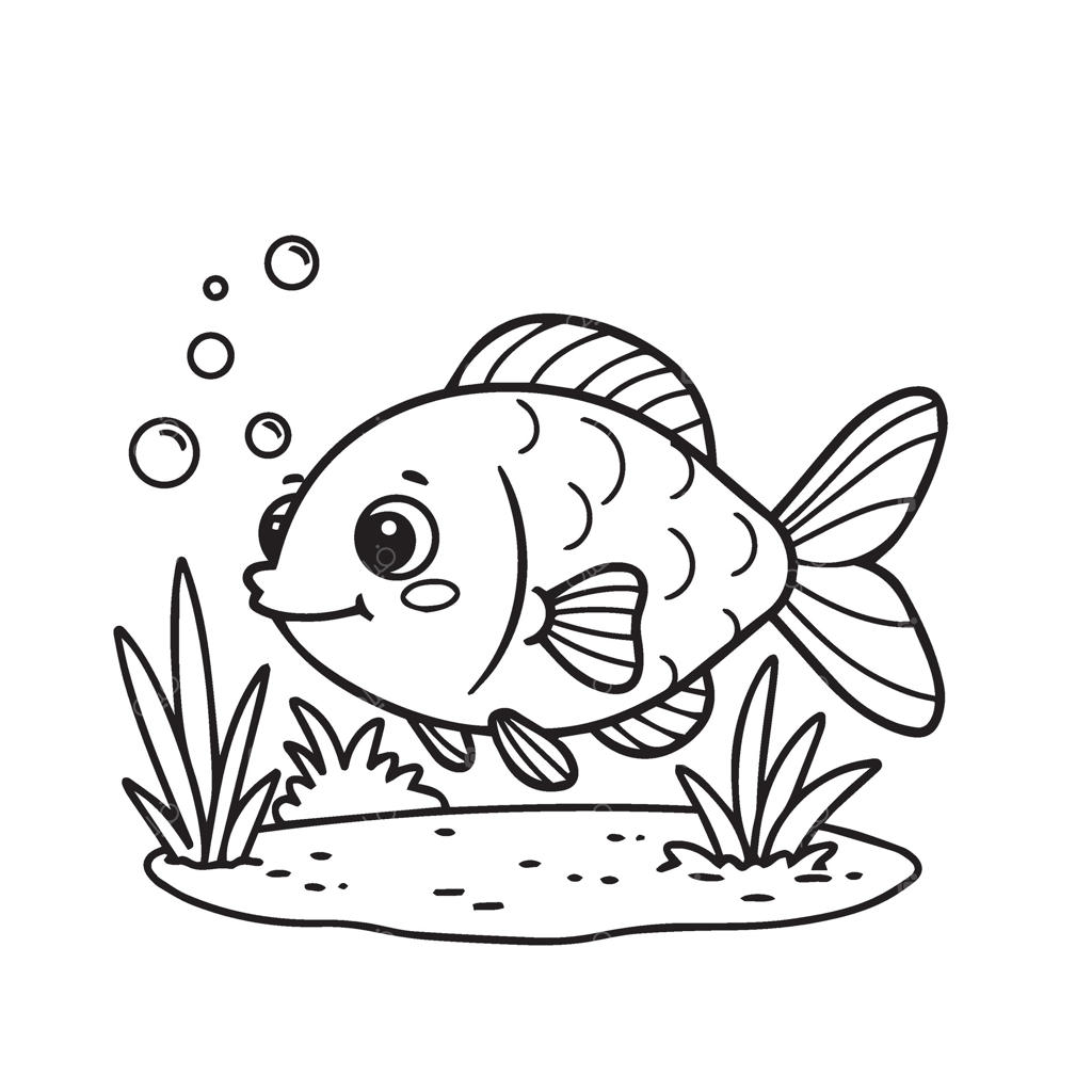 مجموعه نقاشی ماهی شاد با هنر کارتونی ماهی در صحنه‌ زیر آب