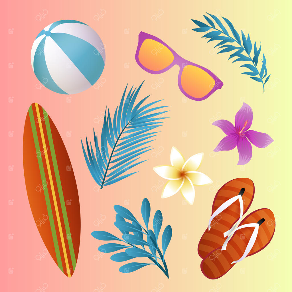 مجموعه عناصر طراحی واقعی برای تابستان