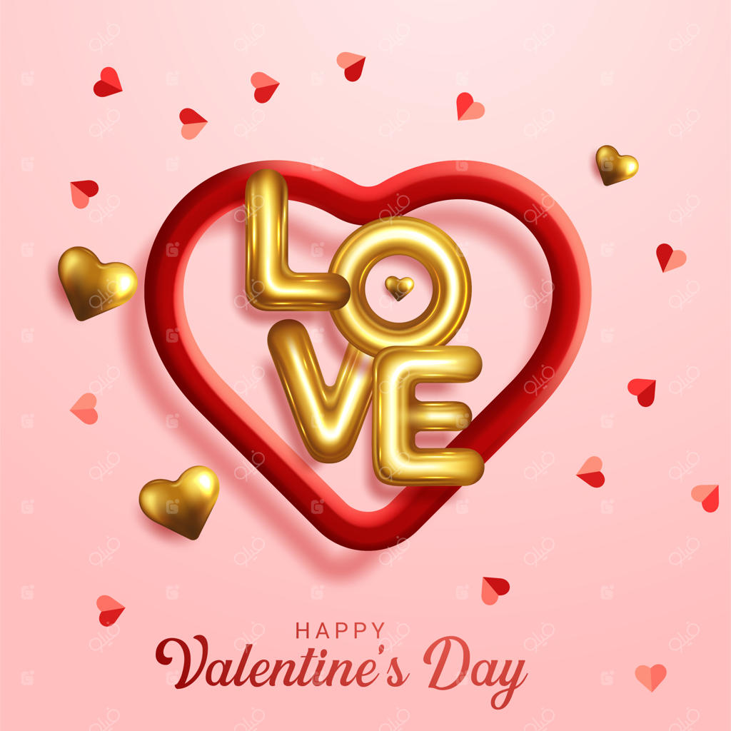 قلب‌های بادکنکی قرمز شیرین برای روز ولنتاین