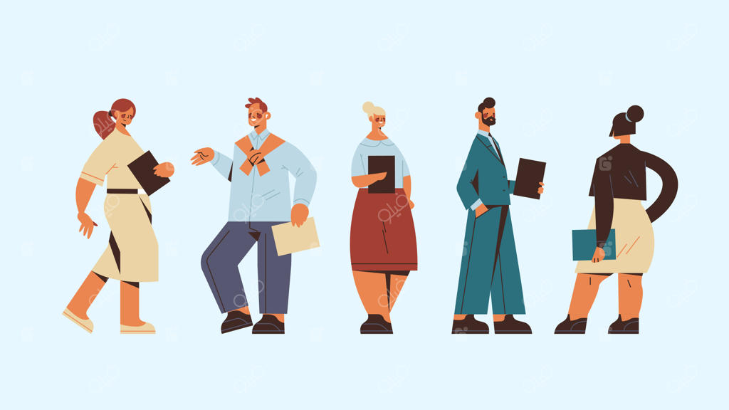 ست مدیران کسب‌وکار با پوشه - تیم کارمندان اداری