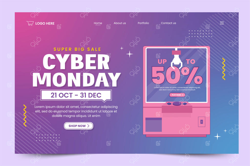 تمپلت طراحی صفحه فرود برای دوشنبه سایبری