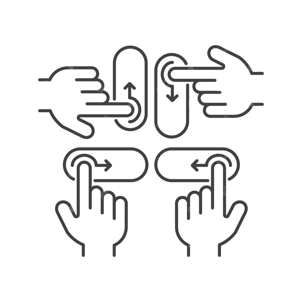 قالب آیکون وکتور کشیدن انگشت به بالا، پایین، راست و چپ