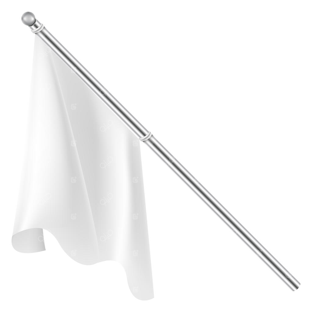 پرچم پارچه‌ای واقع‌گرایانه با میله سفید - طرح شبیه‌سازی شده
