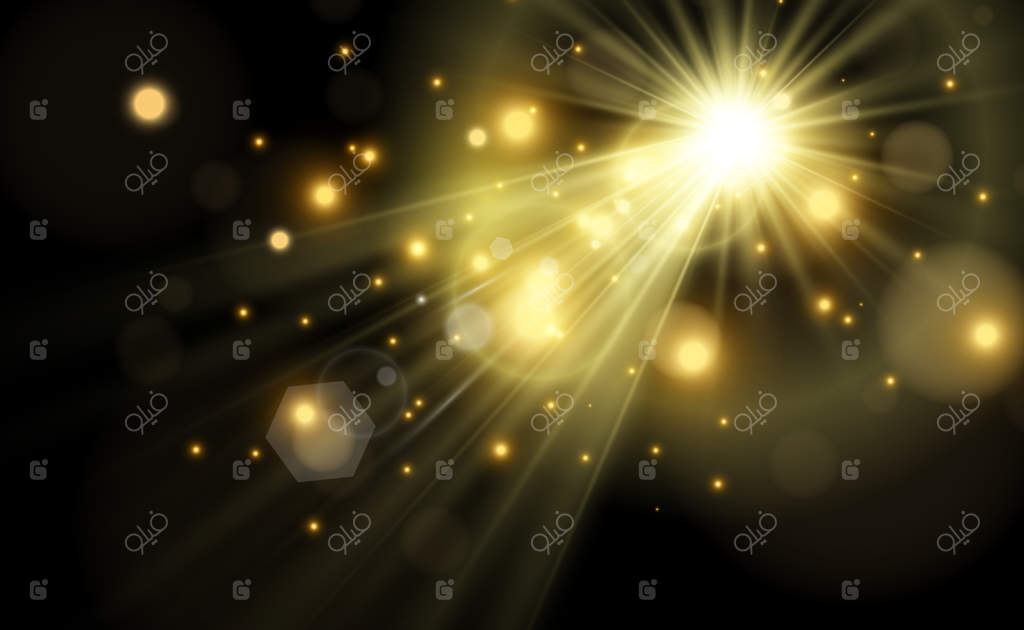 ستاره زیبا و درخشان: تصویر اثری از نور روی پس‌زمینه شفاف.