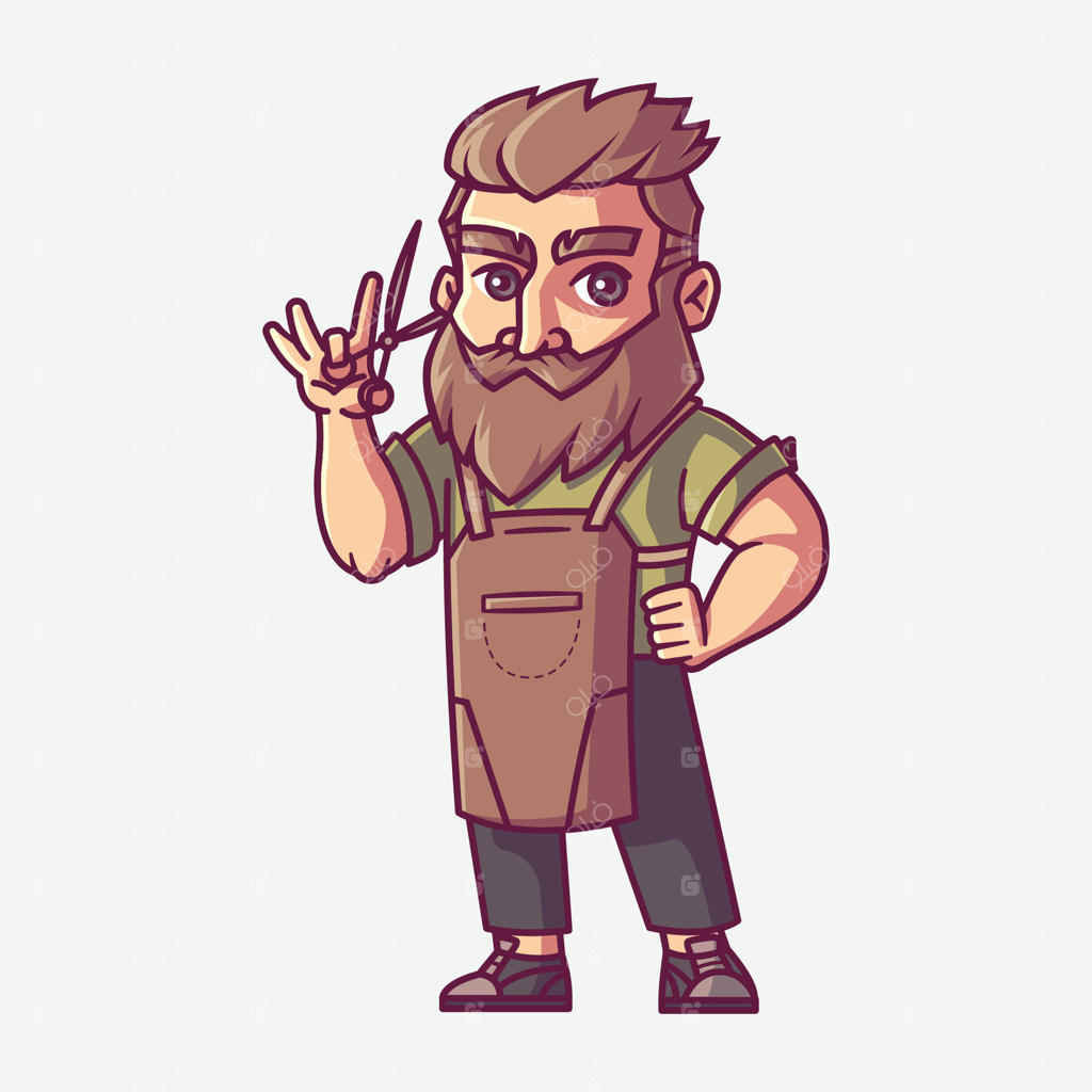 تصویرسازی وکتور شخصیت کارتونی آرایشگر