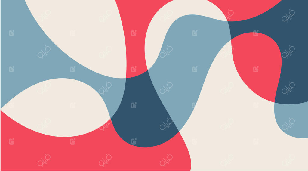 پوستر مدرن با پس‌زمینه آبی و صورتی رنگارنگ و اشکال مایع و آبستره