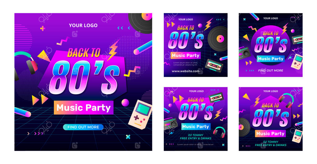 پست اینستاگرامی مهمانی دهه ۸۰ با گرادینت رنگی