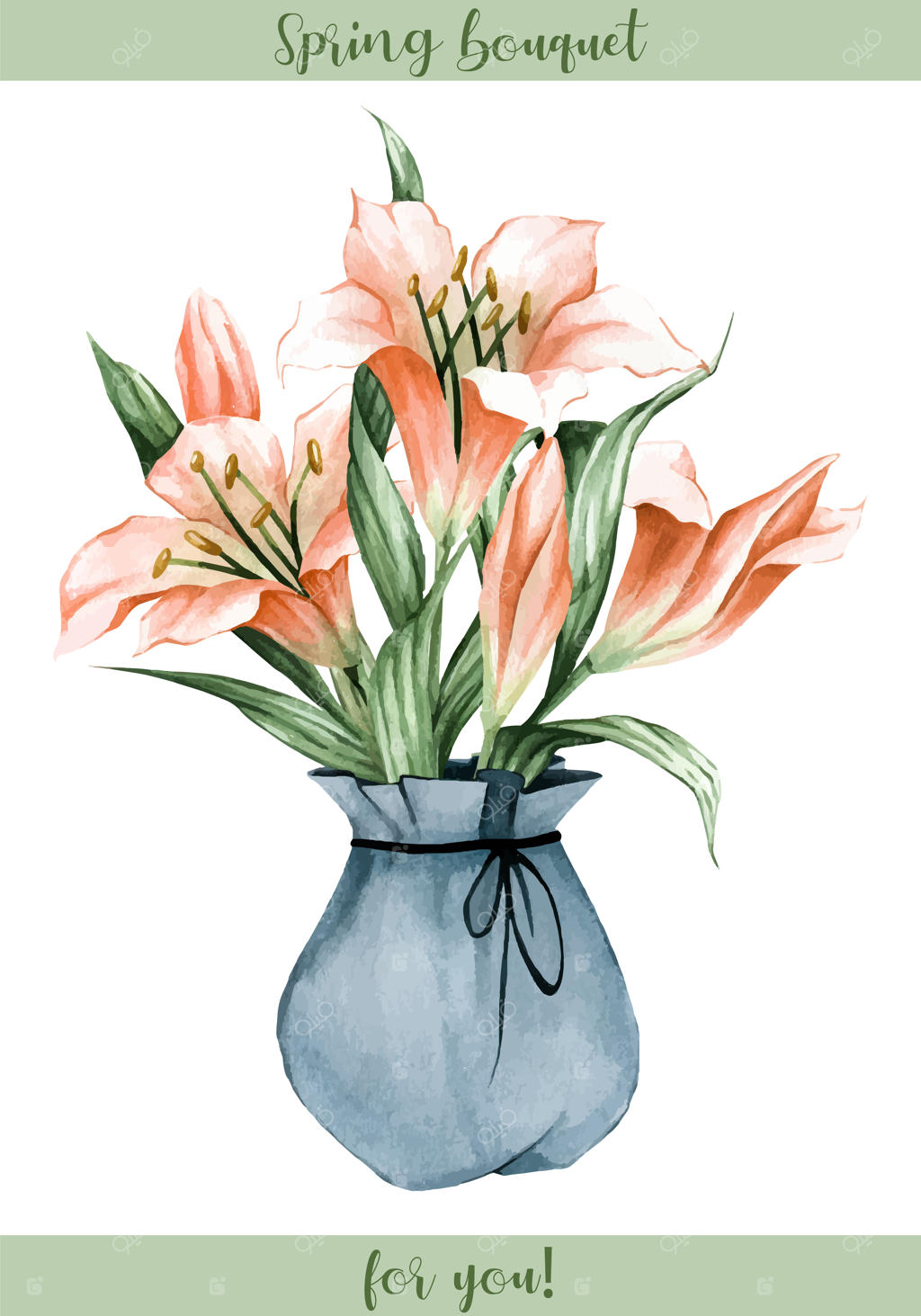 آبرنگ نیلوفرهای زرد در یک کیسه - تصویر گیاهی برای چاپ روی پارچه پاساد