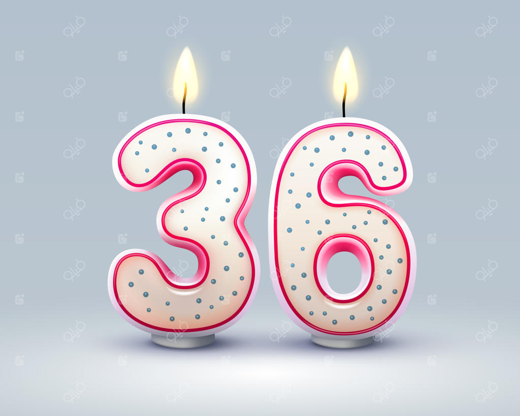 تولدت مبارک: جشن ۳۶ سالگی با شمع‌های تولد به شکل اعداد وکتوری