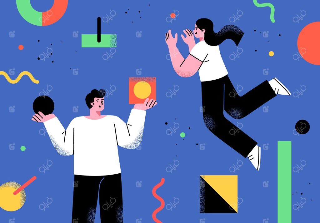 شخصیت‌های کارتونی سبک تخت در محیط اداری با مفهوم کسب و کار آزاد