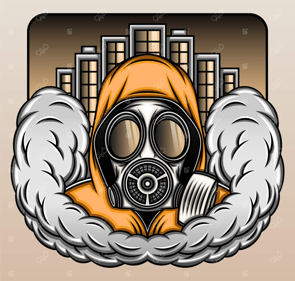 ماسک گاز و دود در شهر